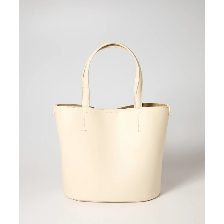 Vegan leather Handle Bucket bag - Ivory