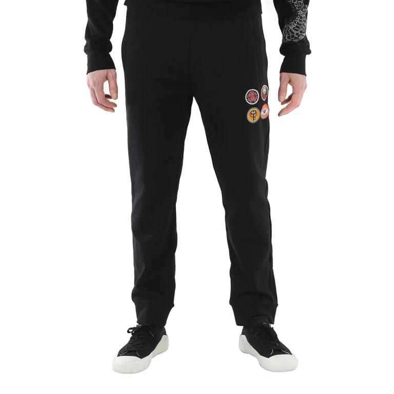 Mens Black Lucky Symbols Track Pants