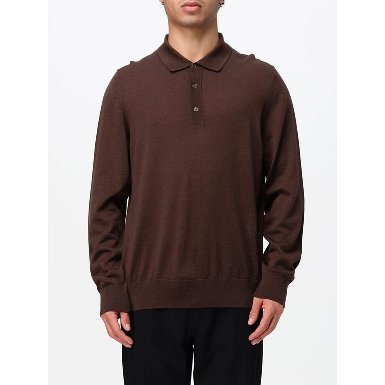 Long-Sleeved Knit Polo Shirt in Pure Virgin Wool (50565503209)