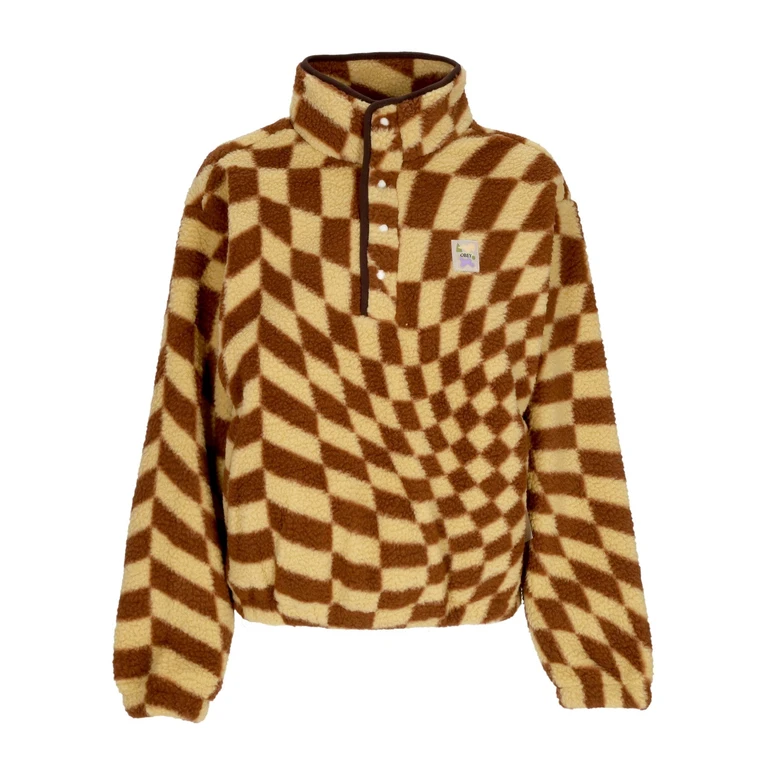 Women's Removable Fleece Jacket Wavy Pop Over Jacket Sepia Multi