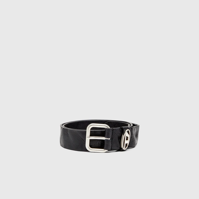 3.9cm logo-plaque wrinkled leather belt - Belts - Unisex - Black
