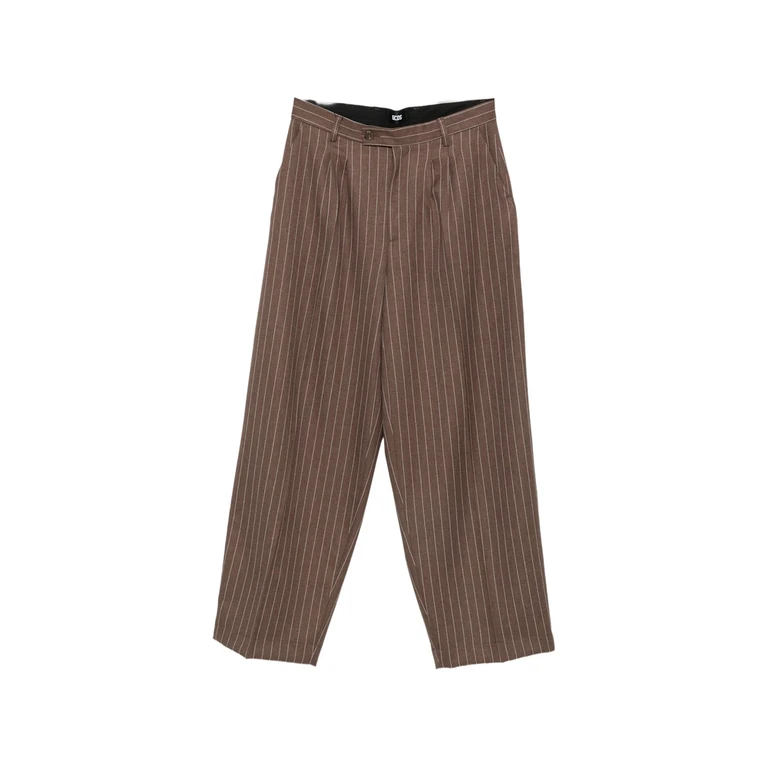 Pinstripe-pattern Pleated Trousers