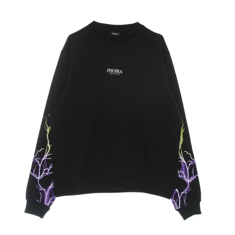 Lightning Crewneck Men's Lightweight Crewneck Sweatshirt Black/purple/yellow