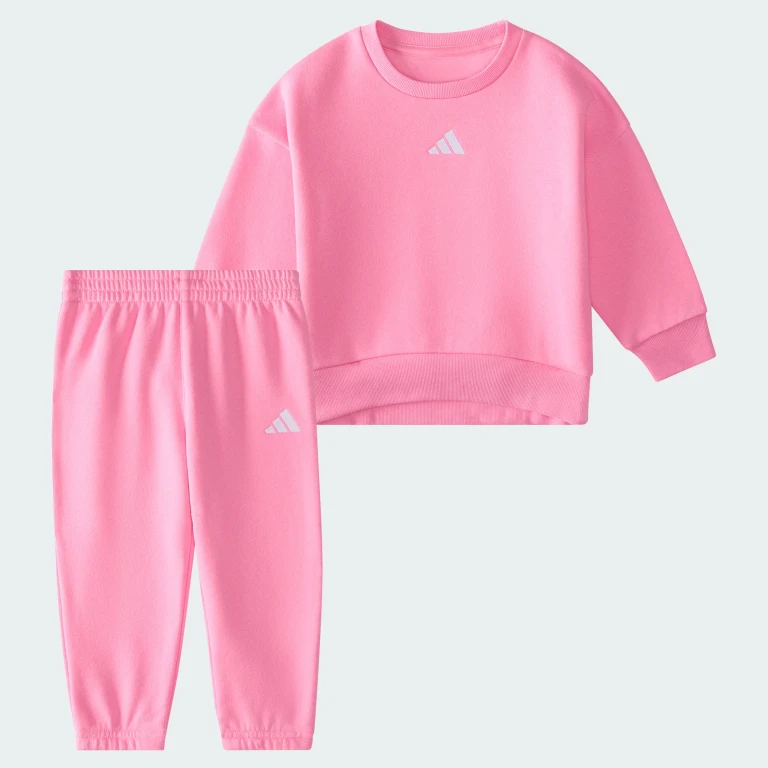 Baby 2-Piece Minimal Logo Long Sleeve Crewneck Pullover & Elastic Waistband Jogger Style Pant Set