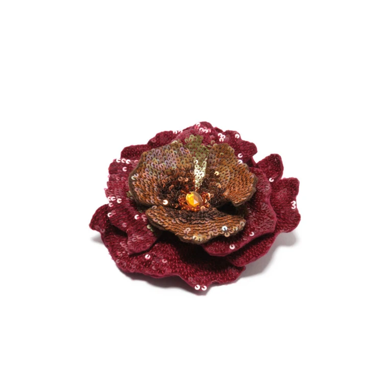 brooch radiant flora Maliparmi amber-red