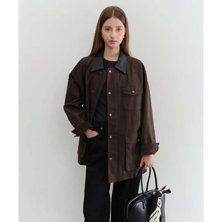 UNISEX VINTAGE HALF WORK JACKET_UDJU5C110_WASHED BROWN