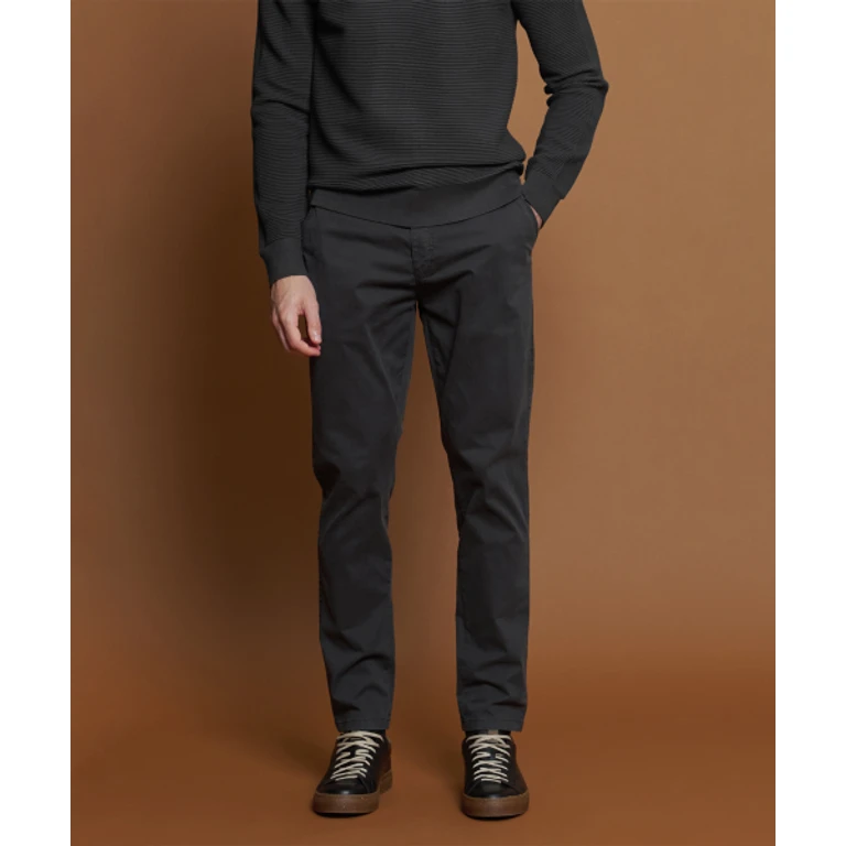 Charcoal Striped Elastic-Waist Pants