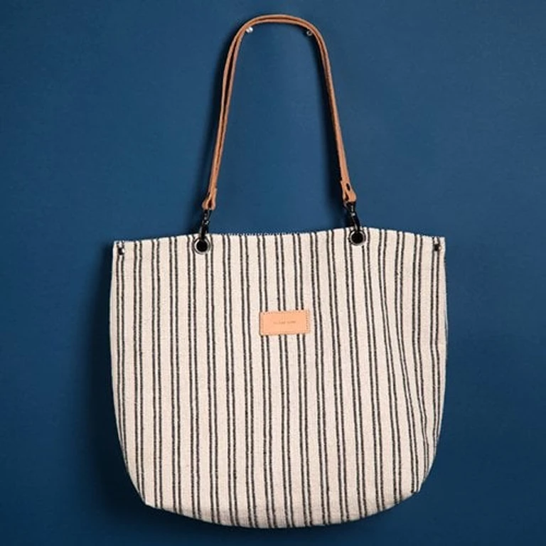 Shoulder Bag BLUE LABEL LEATHER STRAP LINEN BAG -YB1002BK /BLACK