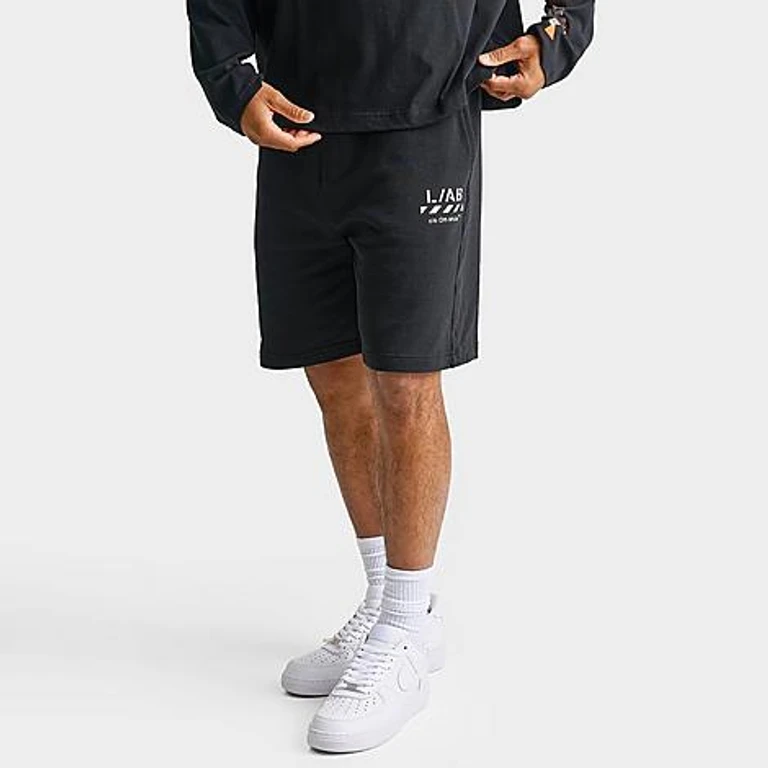 LAB Off White Men's L/AB c/o Off-White Core Diagonal Fleece Shorts in Black Size: Small