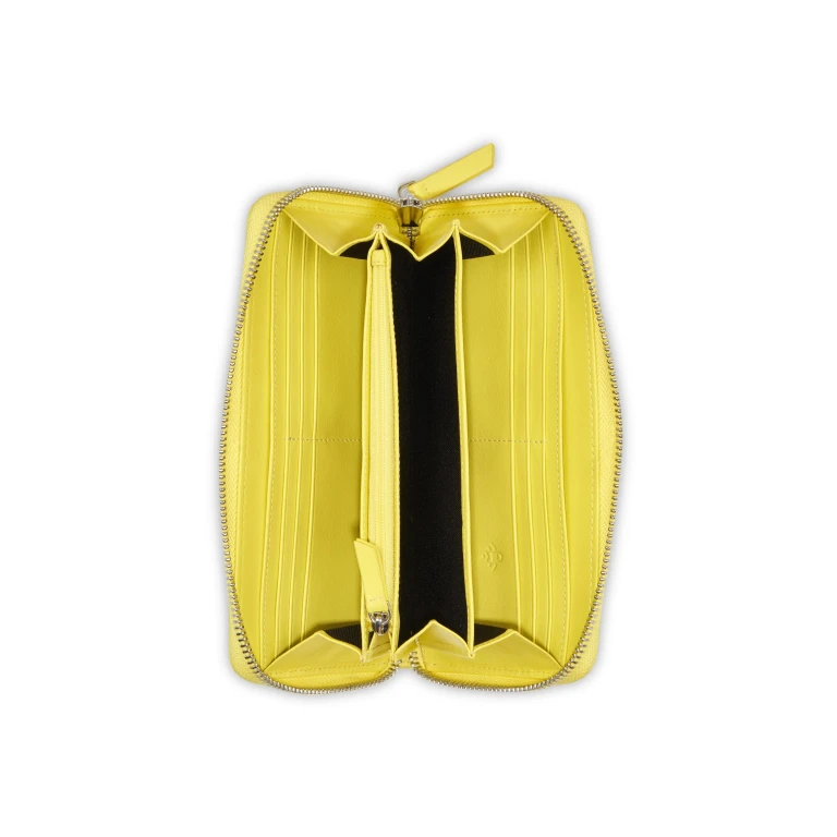 Le Cuir Lisse | Long Zip Leather Wallet, Yellow