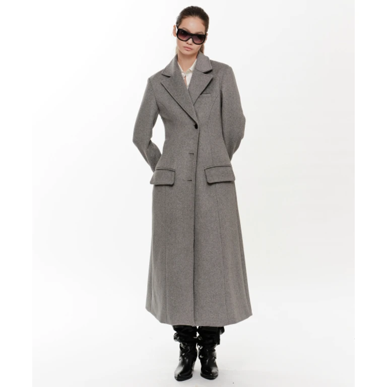 HOURGLASS MAXI WOOL COAT (GREY)