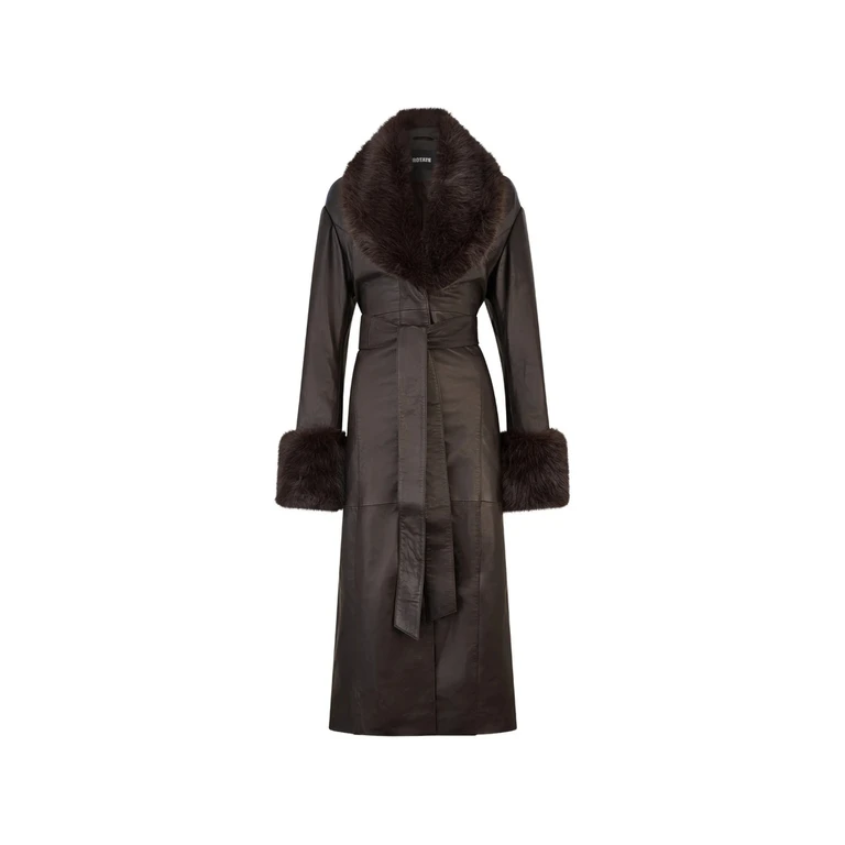 Faux-fur Collar Leather Coat