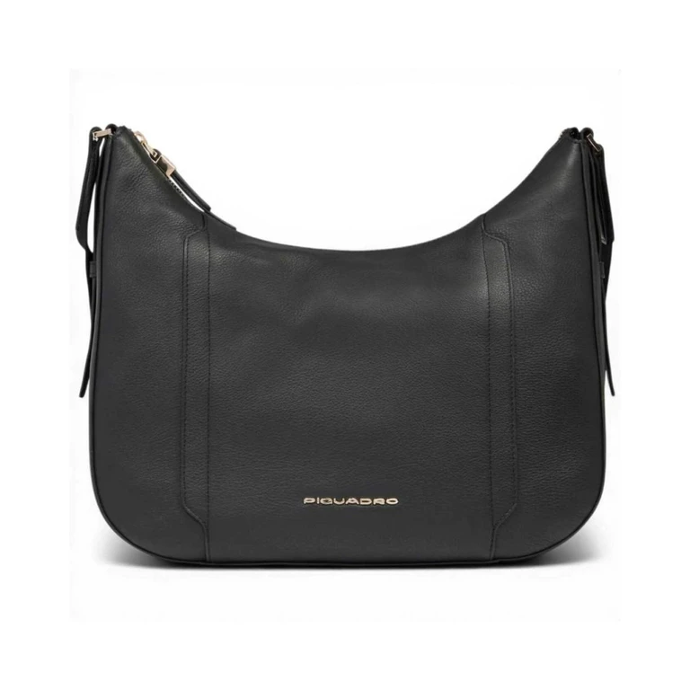 Shoulder bag W92 Black Leather Woman with iPad Mini Door