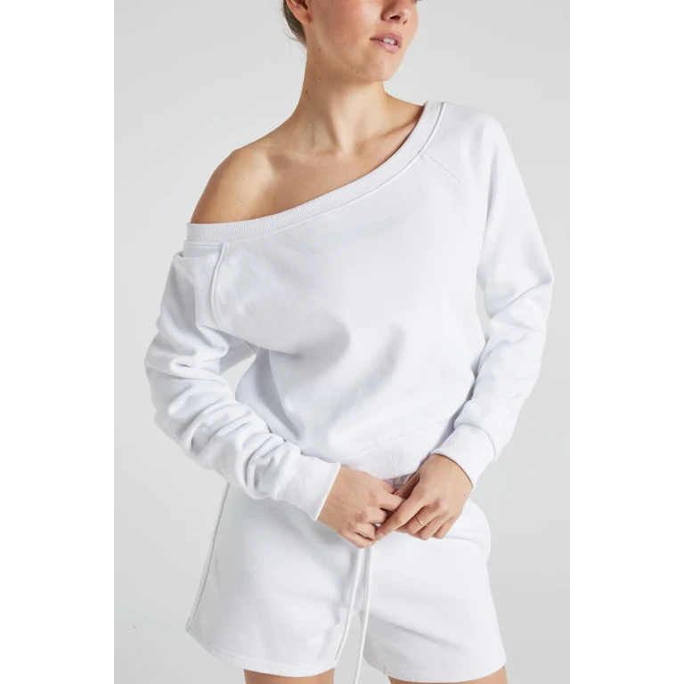 Off Shoulder Sweatshirt in White