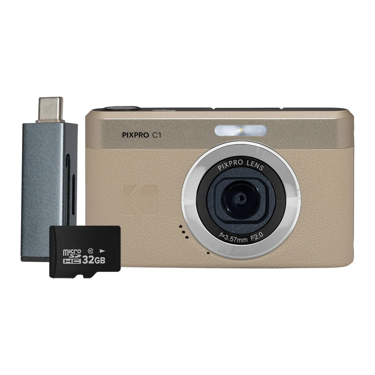 PIXPRO C1 13MP 4x Digital Zoom Compact Camera - Tan - Camera + 3