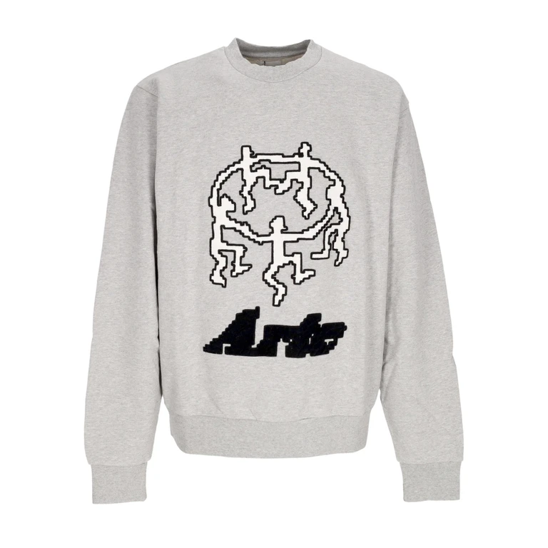 Men's Lightweight Crewneck Sweatshirt Pixel Dancer Texture Emb Crewneck Grey