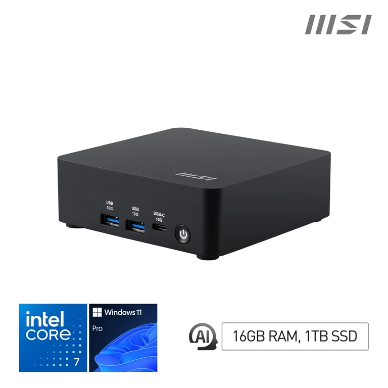 Cubi NUC AI 1UMG Intel Core Ultra 7 155H, Desktop PC, NUC, SFF, Mini Computer, HTPC, (16GB RAM, 1TB Storage, Windows 11 PRO), Intel Graphics/DDR5/Dual ThunderBolt 4/Dual HDMI/Dual LAN/WiFi 6E/BT 5.3/VESA