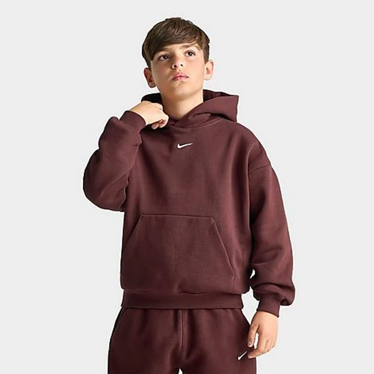 Big Kids Solo Swoosh Pullover Hoodie in Mystic Dates/Sail Size: Small