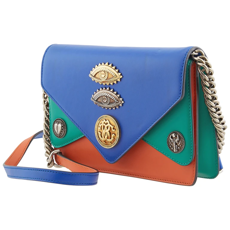 Color Block Leather Shoulder Bag