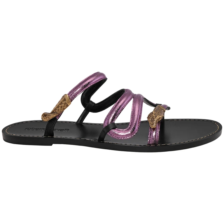 Craquele Leather Serpent Flat Sandals