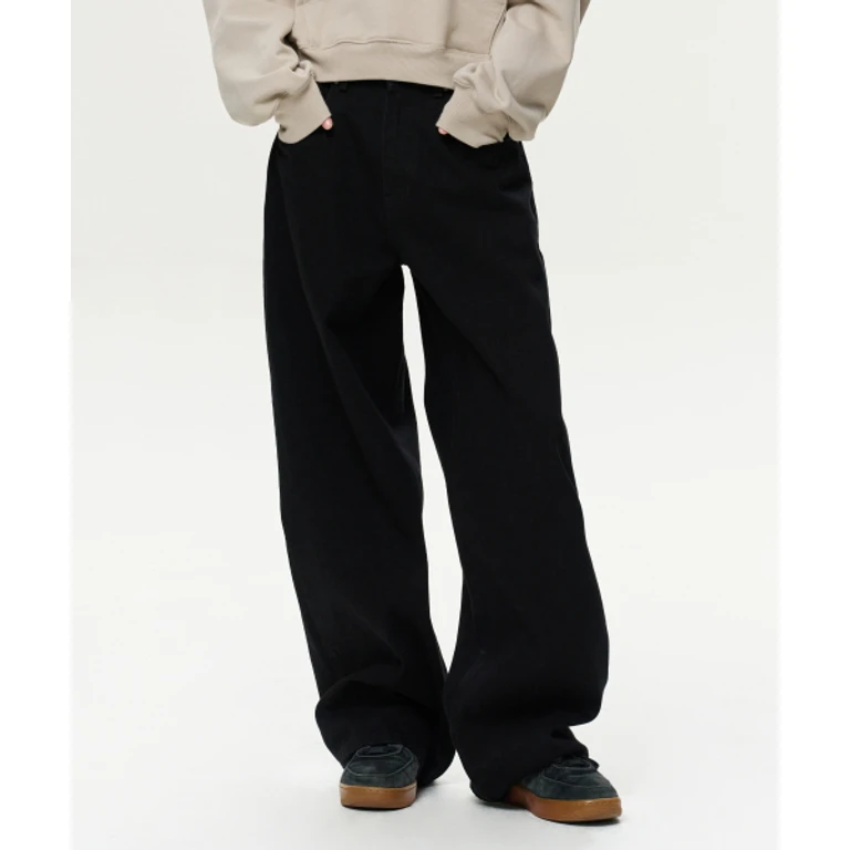 WOMEN ERA WIDE FIT DENIM PANTS - BLACK