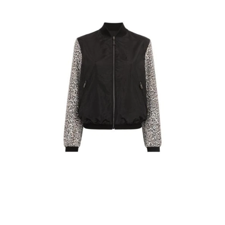 Animal Print Sleeves Bomber Jacket