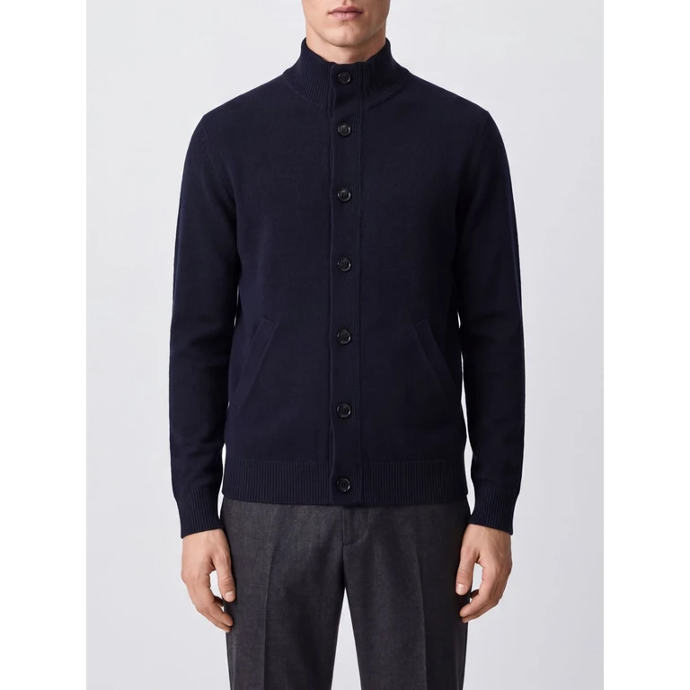 High-Neck Pure Cashmere Cardigan with Button Closure (UMIF0LO2K064000)