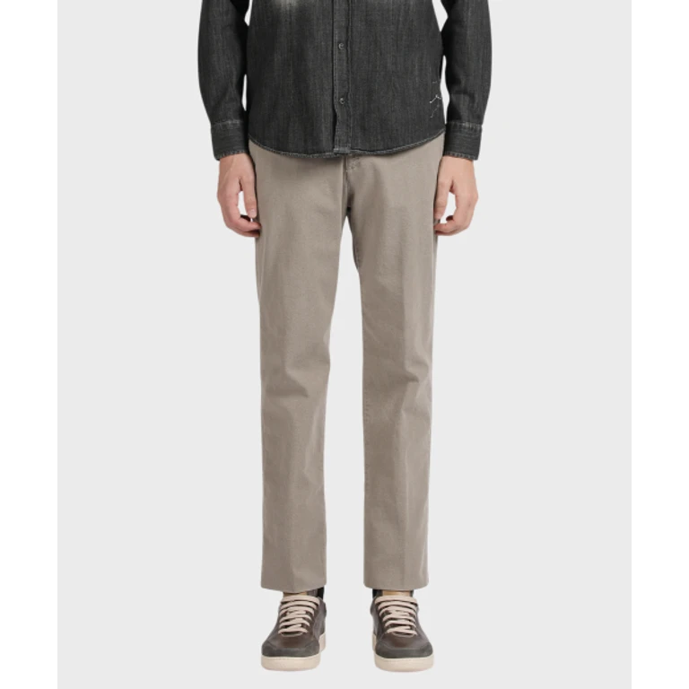 Brown Brushed Cotton Regular-Fit Pants