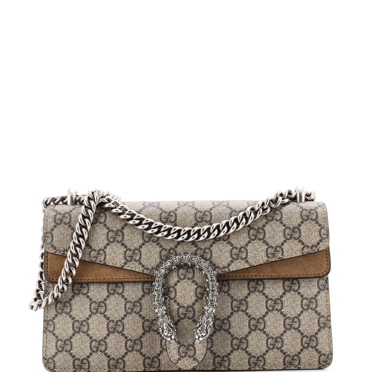 Dionysus Bag GG Coated Canvas with Crystal Embellished Metal Small