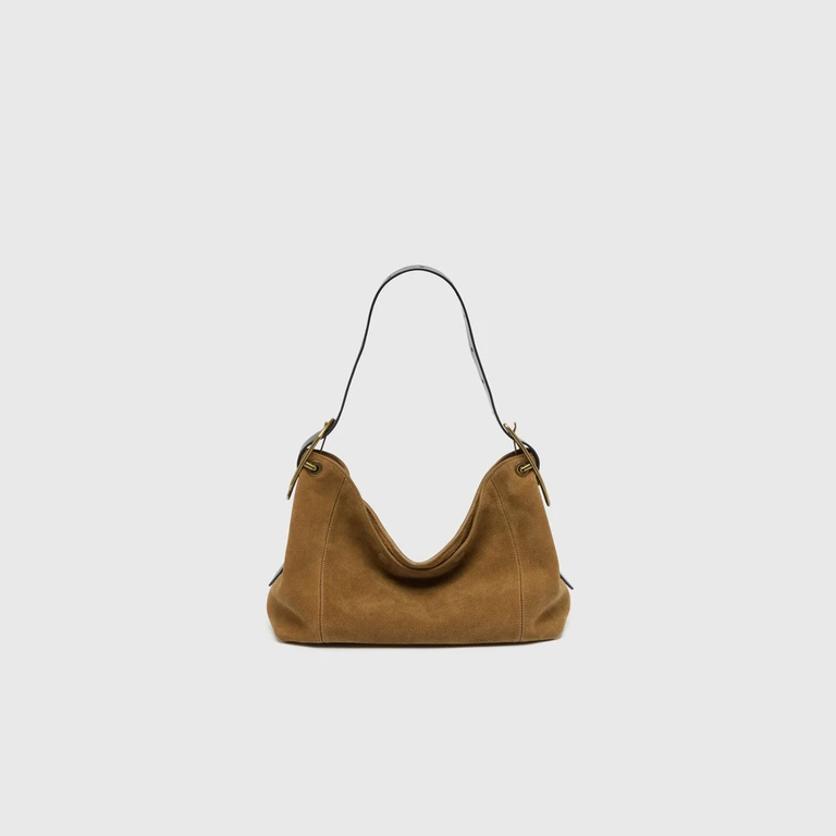 D-Line-Shoulder bag in waxed suede - Shoulder Bags - Woman - Brown
