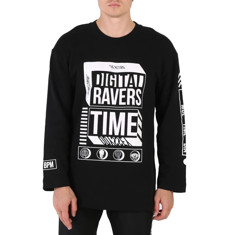 Mens Black Graphic Relaxed Fit Sweatshirt