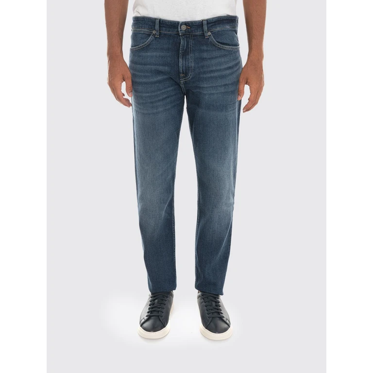 Tapered Fit 5-Pocket Cotton Denim Jeans with Belt Loops (50566094421)