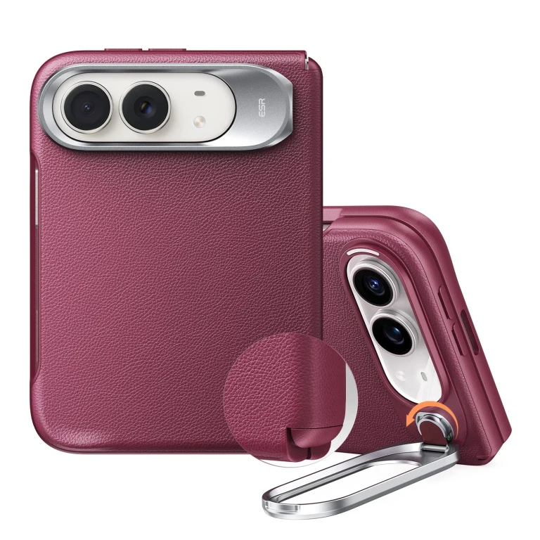 iPhone Duo Atelier Silicone Leather Magnetic Case with Flex Stand - Deep Burgundy - Deep Burgundy