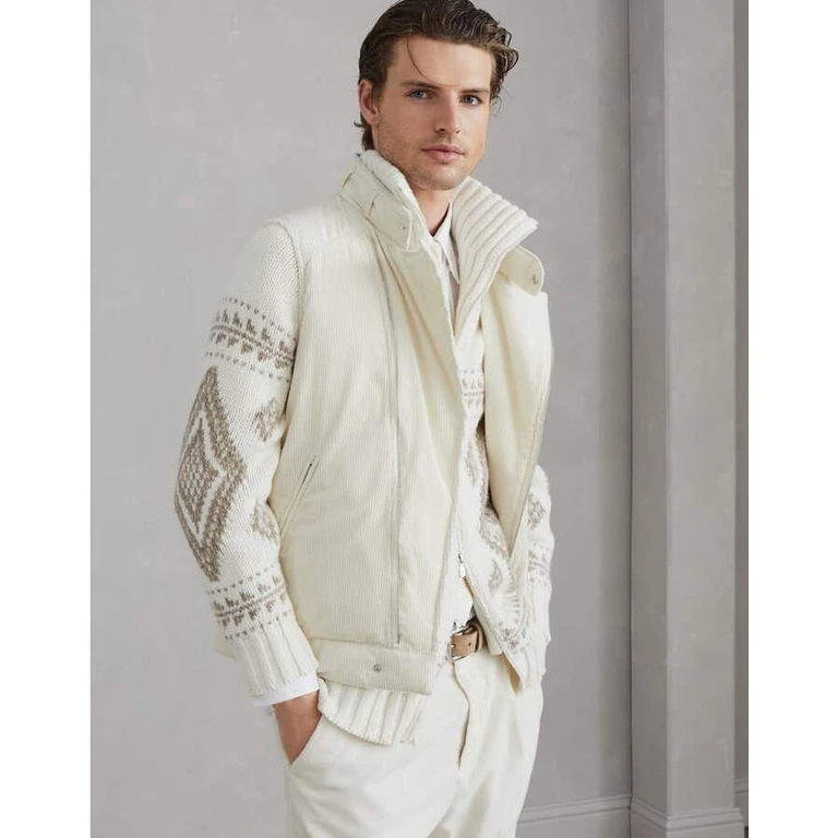 Men's Milk Corduroy Zip Front Vest