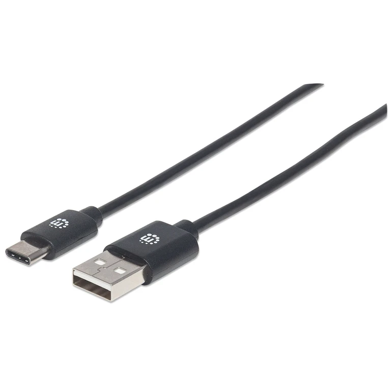 Manhattan USB-C to USB-A Cable, 3m, USB 2.0, 480 Mbps, Hi-Speed USB, Black, Lifetime Warranty