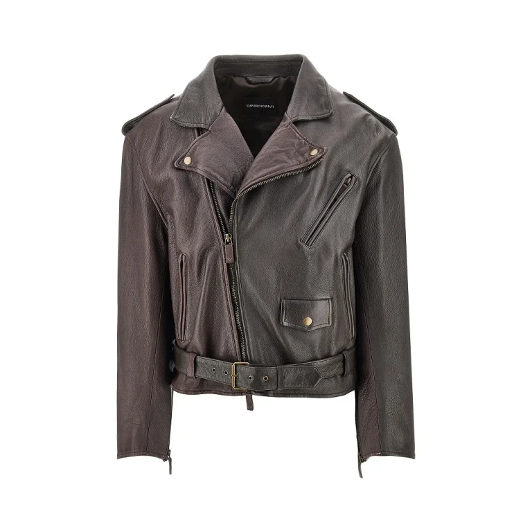 Leather biker jacket Man 48