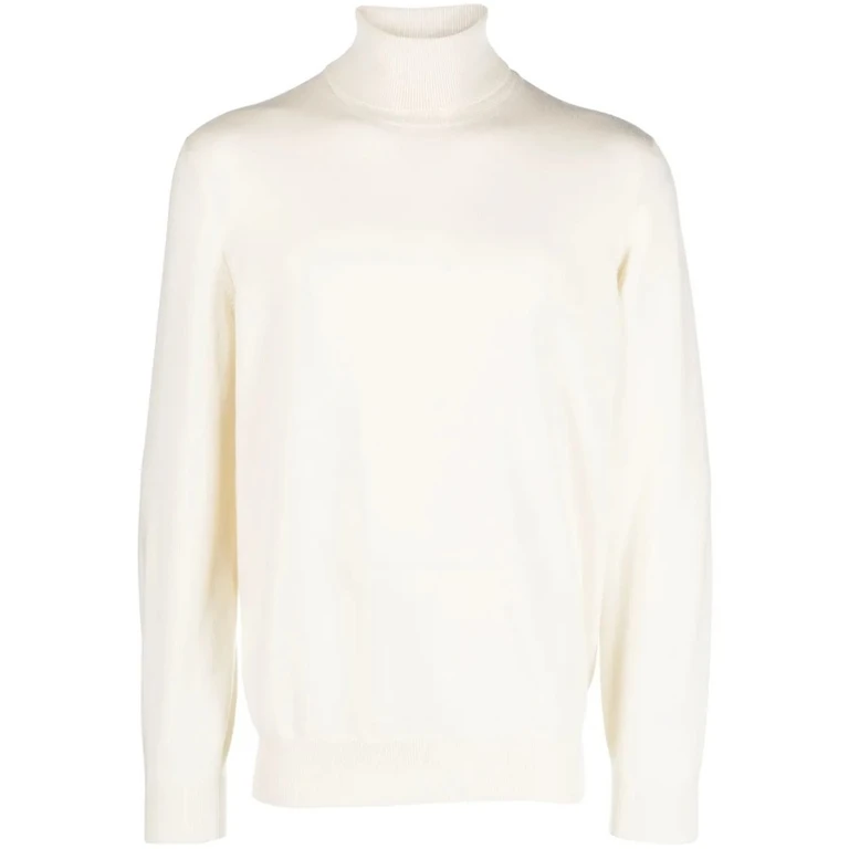 Men's Off White Wool Turtleneck Sweater
