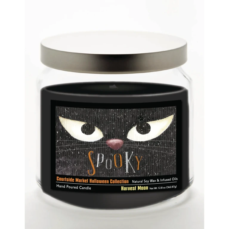 Spooky 12.8 Oz Candle Glass Jar with Brushed Silver Metal Lid
