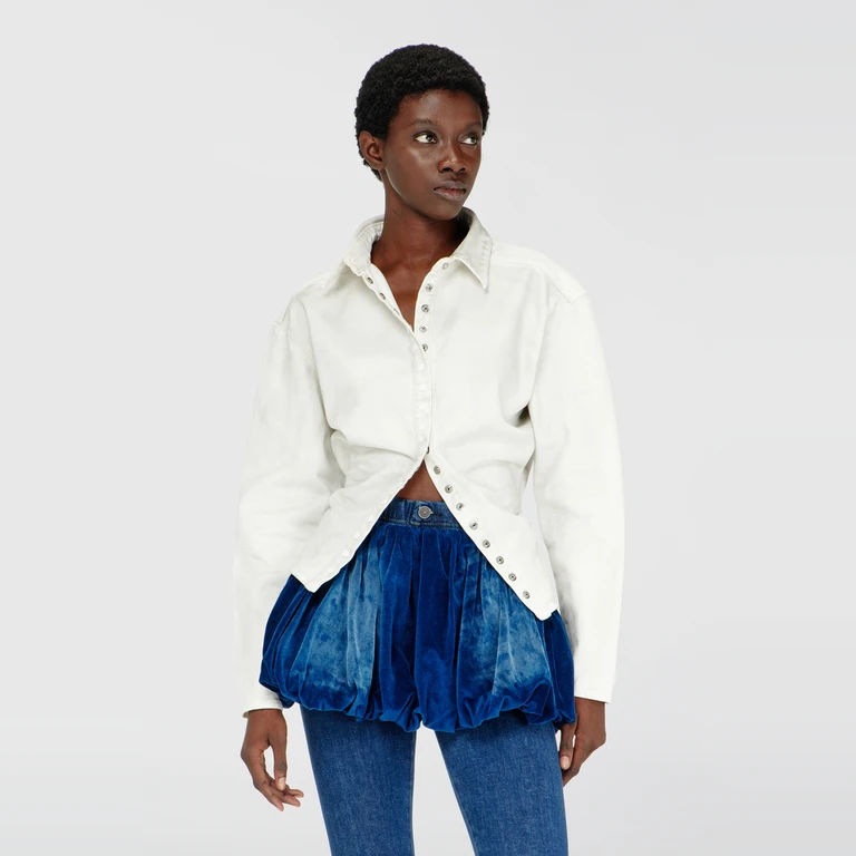 Fitted shirt in denim - Denim Shirts - Woman - White