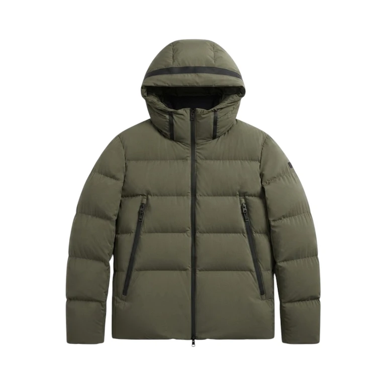 Giacca Padded Verde Militare con Cappuccio