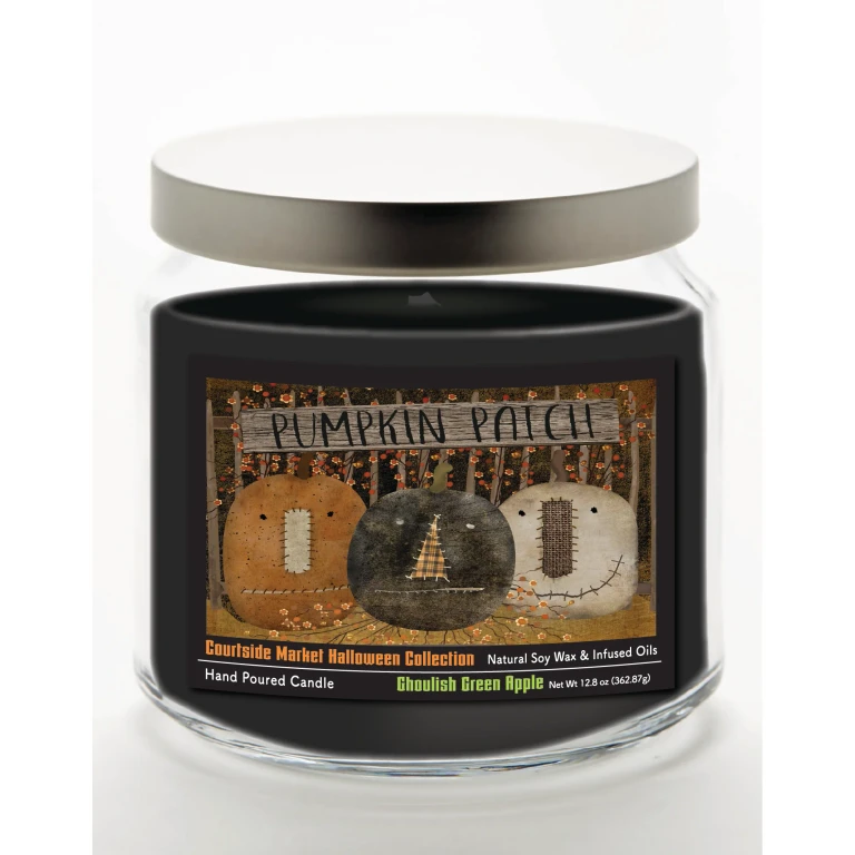 Pumpkin Patch 12.8 Oz Candle Glass Jar with Brushed Silver Metal Lid