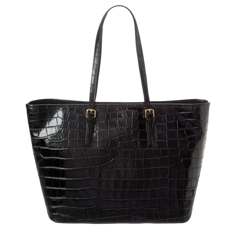 Croc-Embossed Leather Tote