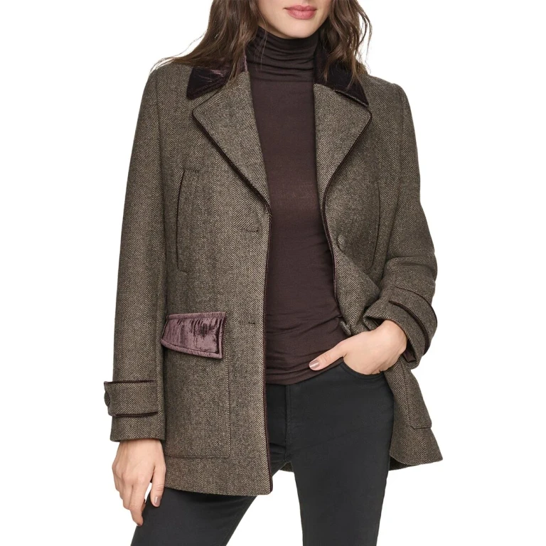 Stansbury Herringbone Wool-Blend Blazer Coat