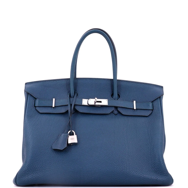 Birkin Handbag Bleu de Prusse Togo with Palladium Hardware 35