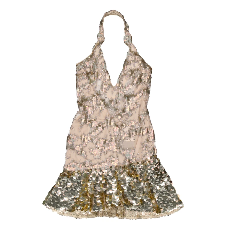 Sequin Halter Mini Dress, Brand Size 40 ( US Size 6 )