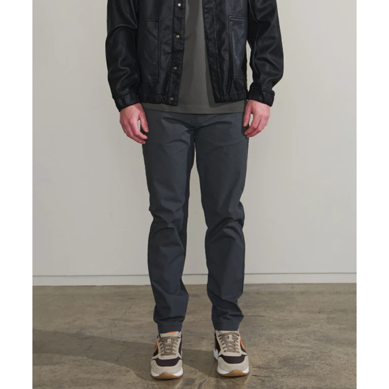 Charcoal Embroidered Point Denim Pants