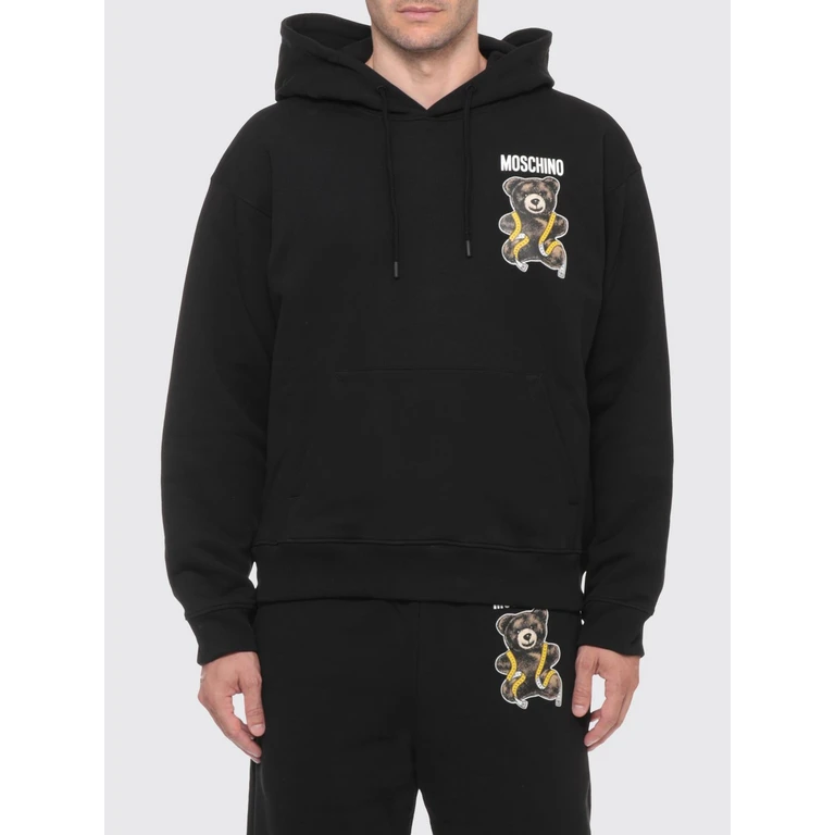 Cotton Hoodie with Teddy Bear Print (170352281555)