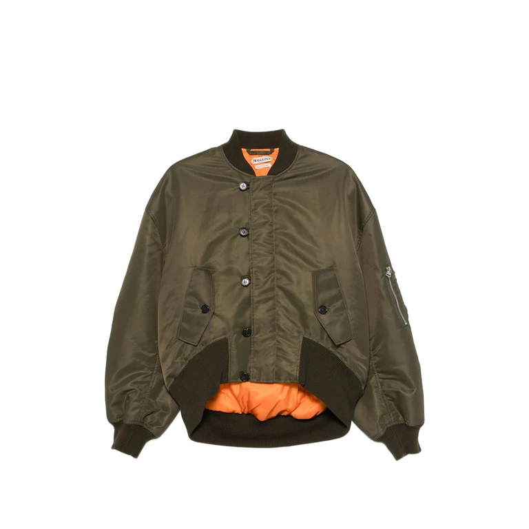 Jw Anderson Oversized Tipped-hem Bomber Jacket In Military Green