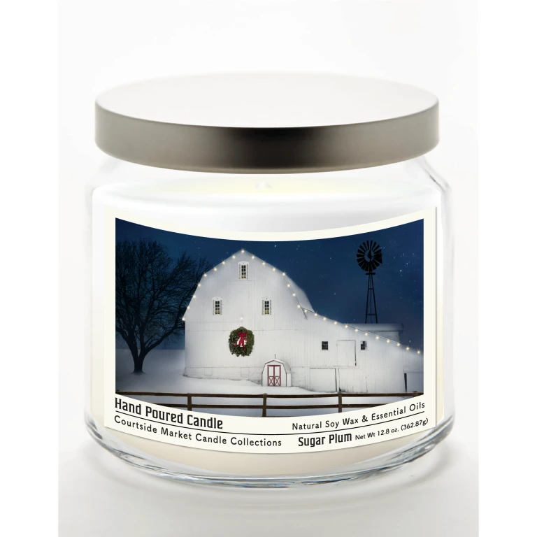 Christmas Night 12.8 Oz Candle Glass Jar with Brushed Silver Metal Lid