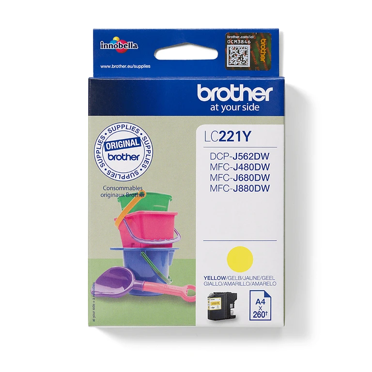 Brother LC-221Y Ink cartridge yellow. 260 pages ISO/IEC 24711 3.9ml fo
